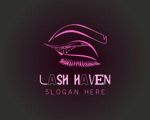 Pink Eyelashes Eyebrows logo design