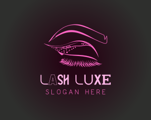 Pink Eyelashes Eyebrows logo design