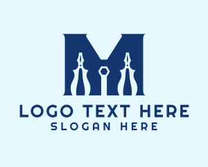 Handyman Pliers Letter M  Logo