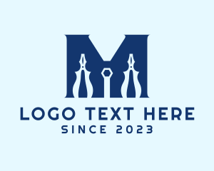 Workshop - Handyman Pliers Letter M logo design