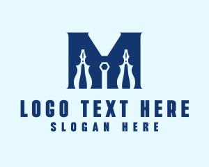 Workshop - Handyman Tools Letter M logo design