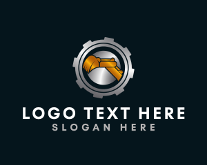 Cog Wheel - Metallic Gear Excavator logo design
