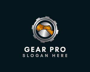 Gear - Metallic Gear Excavator logo design