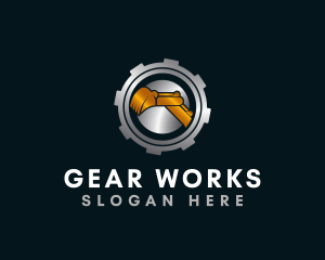 Metallic Gear Excavator logo design