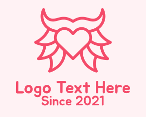 Romantic - Pink Bull Heart logo design