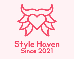 Pink Bull Heart  logo design
