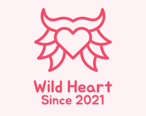 Pink Bull Heart  logo design