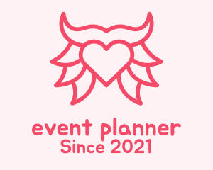 Cow - Pink Bull Heart logo design