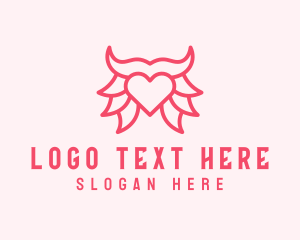 Pink Bull Heart  logo design