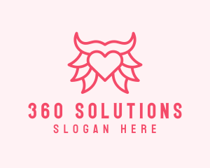 Pink Bull Heart  logo design