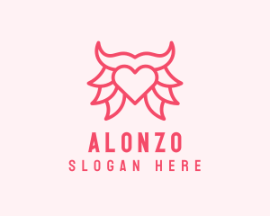 Pink Bull Heart  logo design