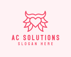 Pink Bull Heart  logo design