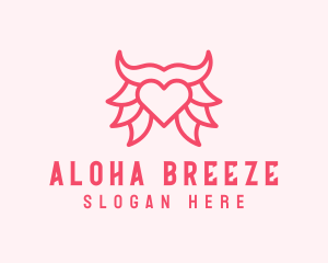 Pink Bull Heart  logo design