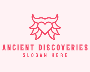 Pink Bull Heart  logo design