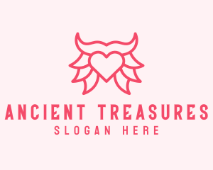 Pink Bull Heart  logo design