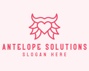 Pink Bull Heart  logo design