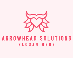 Pink Bull Heart  logo design