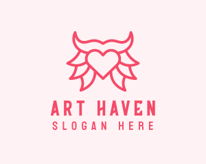 Pink Bull Heart  logo design