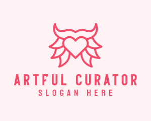 Pink Bull Heart  logo design