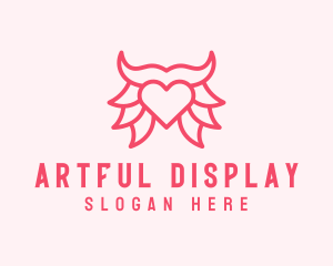 Pink Bull Heart  logo design