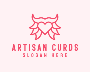 Pink Bull Heart  logo design