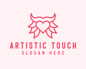 Pink Bull Heart  logo design