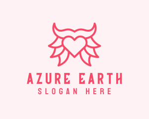 Pink Bull Heart  logo design