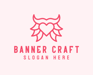 Pink Bull Heart  logo design