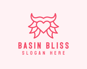 Pink Bull Heart  logo design