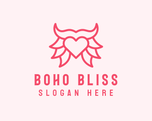 Pink Bull Heart  logo design