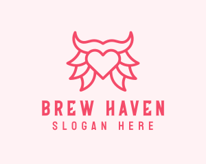 Pink Bull Heart  logo design