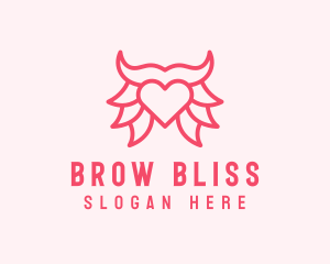 Pink Bull Heart  logo design