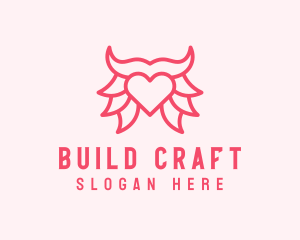 Pink Bull Heart  logo design