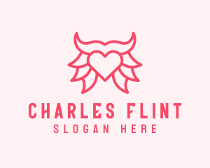 Pink Bull Heart  logo design