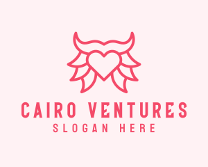 Pink Bull Heart  logo design