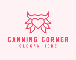 Pink Bull Heart  logo design