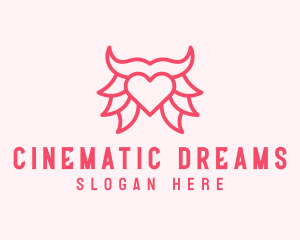 Pink Bull Heart  logo design