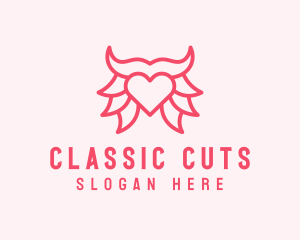 Pink Bull Heart  logo design