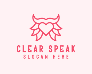 Pink Bull Heart  logo design