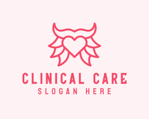 Pink Bull Heart  logo design