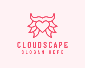 Pink Bull Heart  logo design