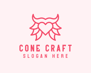 Pink Bull Heart  logo design