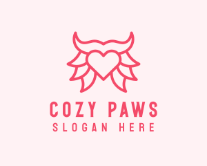 Pink Bull Heart  logo design