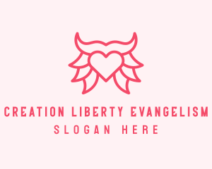 Pink Bull Heart  logo design