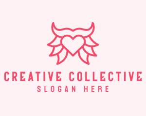 Pink Bull Heart  logo design