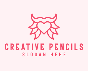 Pink Bull Heart  logo design