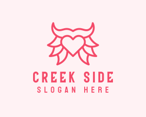 Pink Bull Heart  logo design