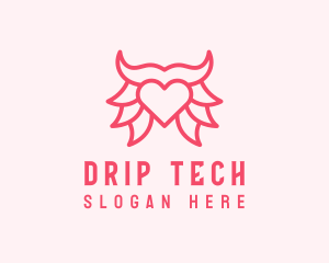 Pink Bull Heart  logo design