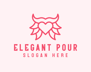 Pink Bull Heart  logo design