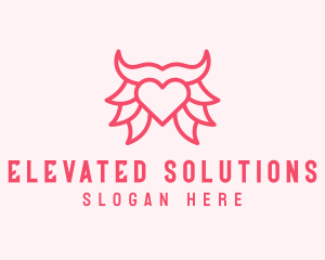 Pink Bull Heart  logo design